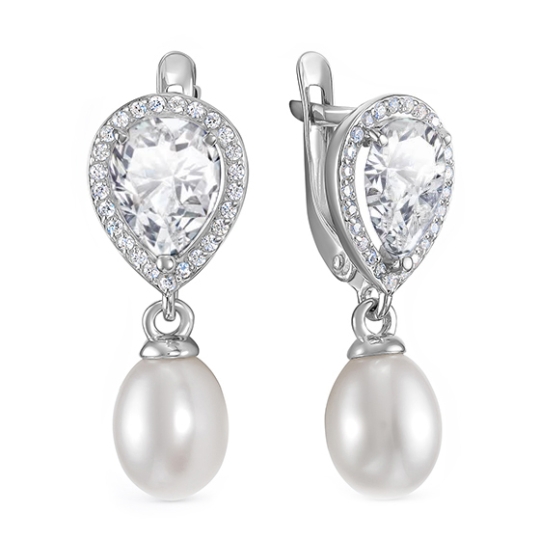 Серьги из серебра с фианитами