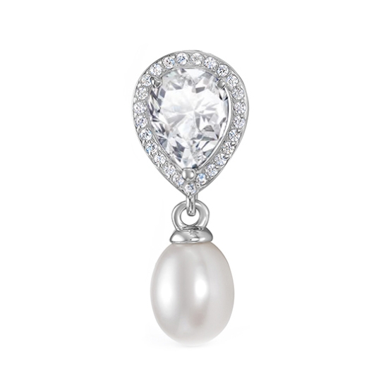 Серьги из серебра с жемчугом и фианитами