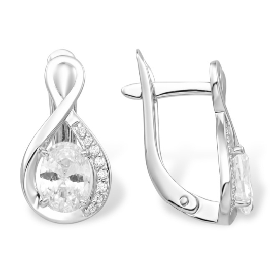 Серьги из серебра с гранатами и фианитами