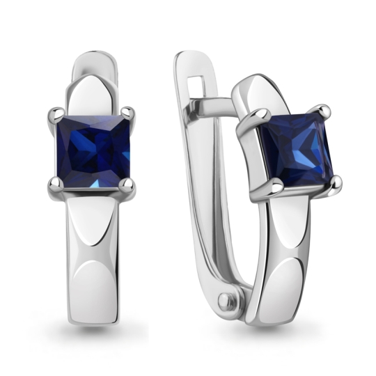 Серьги из серебра с позолотой и фианитами