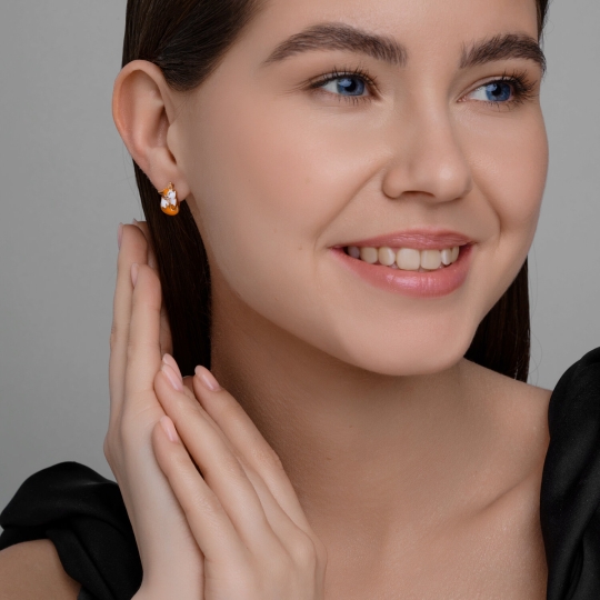 Серьги из серебра с позолотой и эмалью