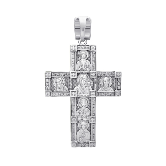 Подвеска-крест из серебра с чернением