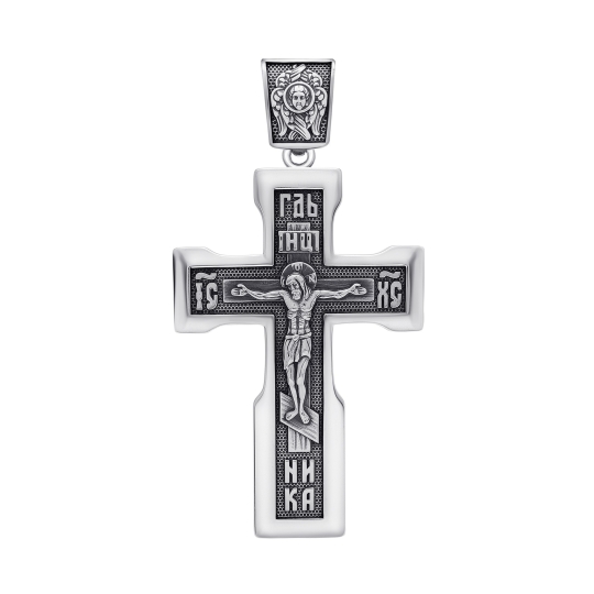 Подвеска-крест из серебра с чернением и позолотой