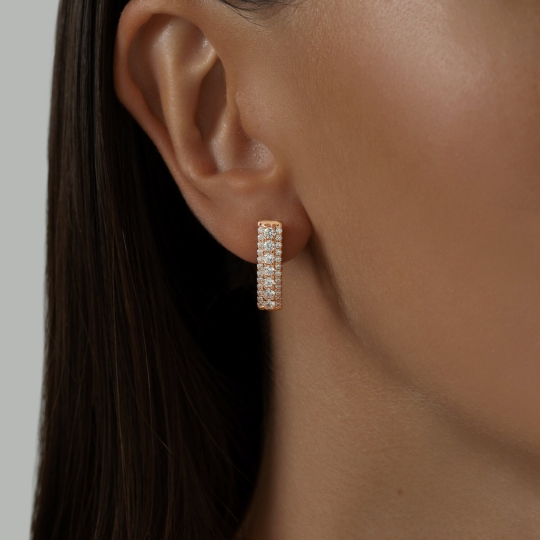 Серьги из серебра с позолотой и фианитами