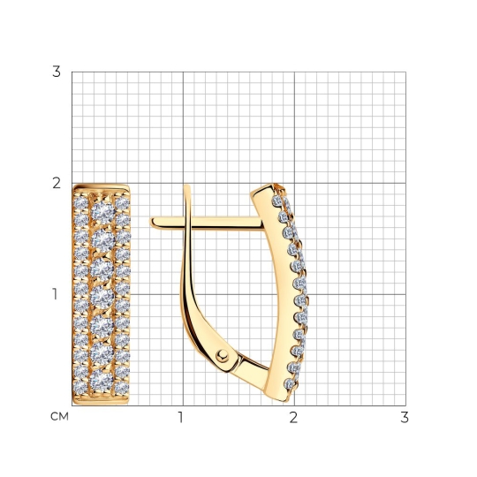 Серьги из серебра с позолотой и фианитами
