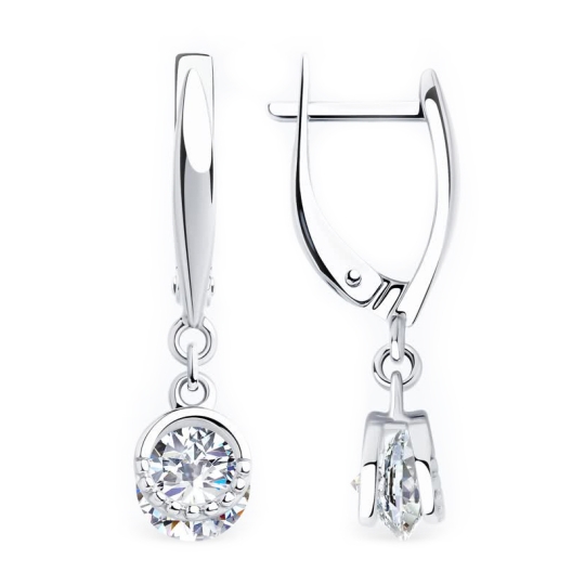 Серьги из серебра с фианитами