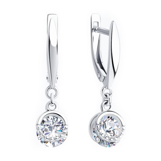 Серьги из серебра с фианитами