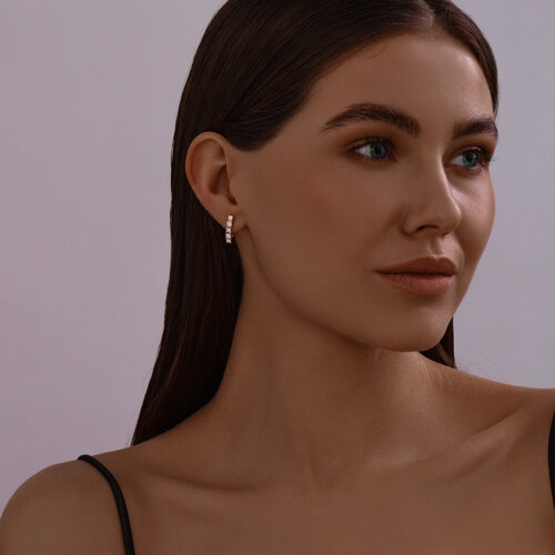 Серьги из серебра с фианитами