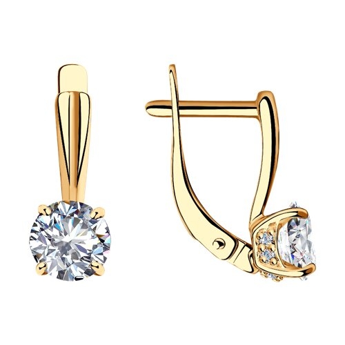 Серьги из серебра с ювелирными кристаллами и фианитами