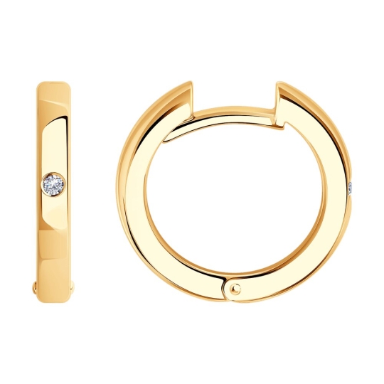 Серьги из серебра с позолотой и фианитами