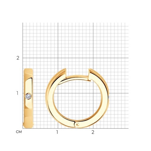 Серьги из серебра с позолотой и фианитами