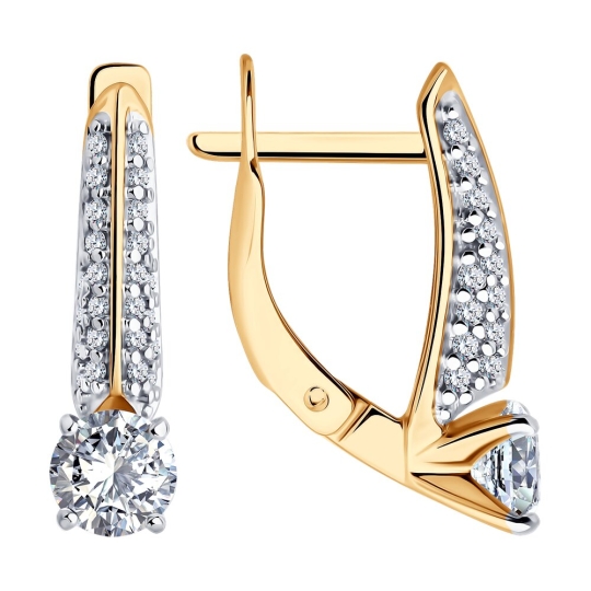 Серьги из серебра с ювелирными кристаллами и фианитами