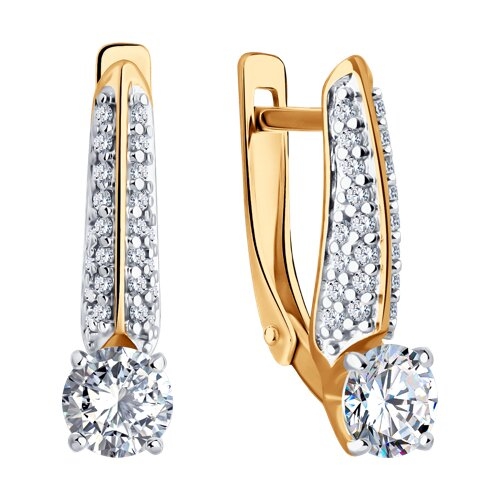 Серьги из серебра с ювелирными кристаллами и фианитами