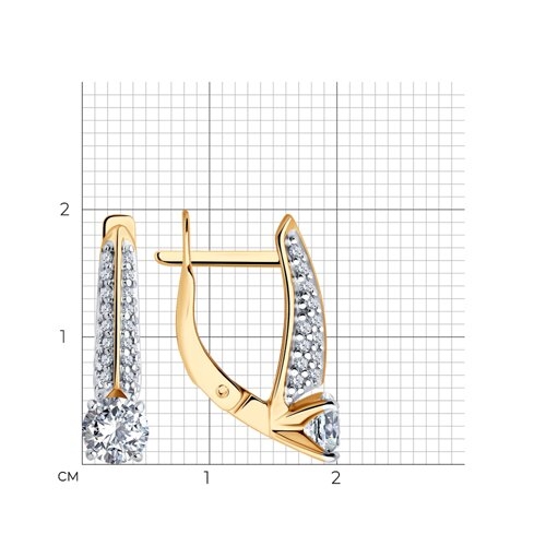 Серьги из серебра с ювелирными кристаллами и фианитами
