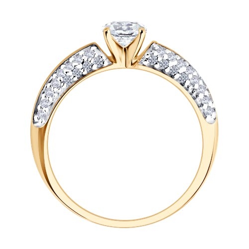 Кольцо из серебра с золотой вставкой и бриллиантами