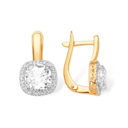 Серьги из серебра с горным хрусталем и фианитами