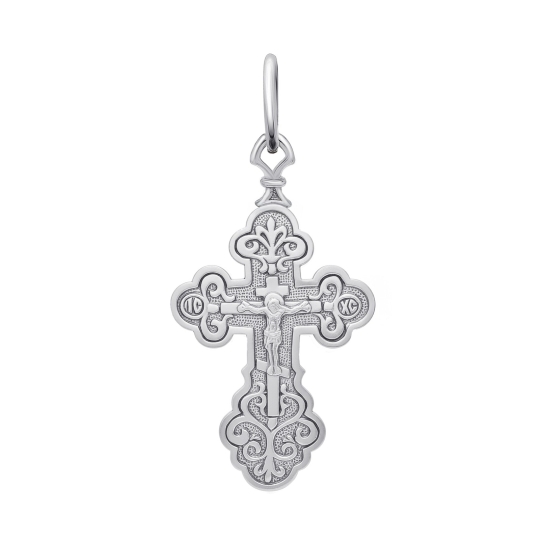 Подвеска-крест из серебра с чернением 