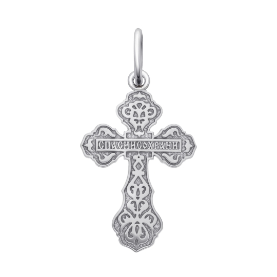 Подвеска-крест из серебра с чернением и позолотой
