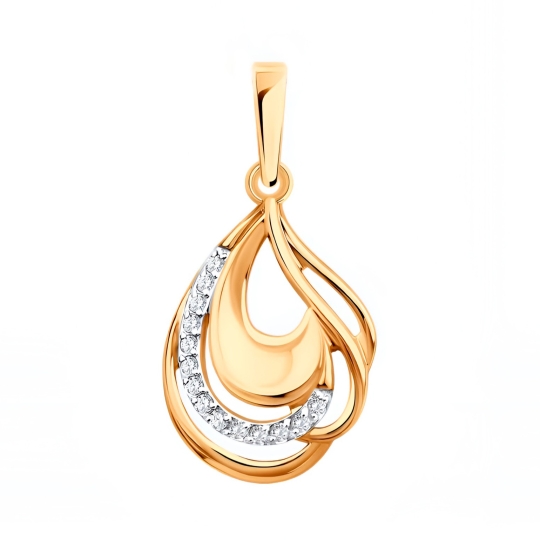 Подвеска-буква из золота с фианитами "Н"