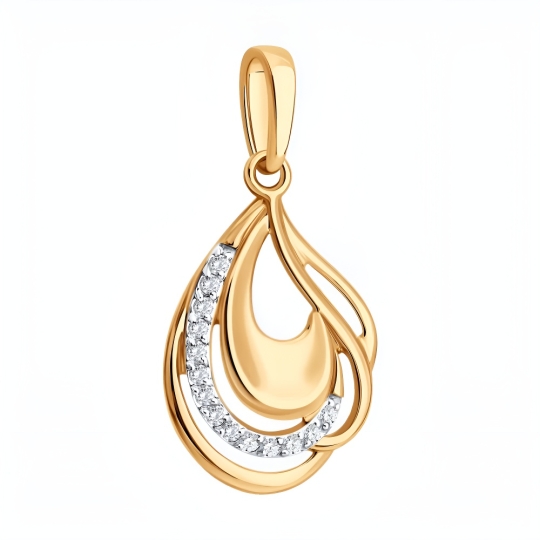 Подвеска-буква из золота с фианитами "Н"