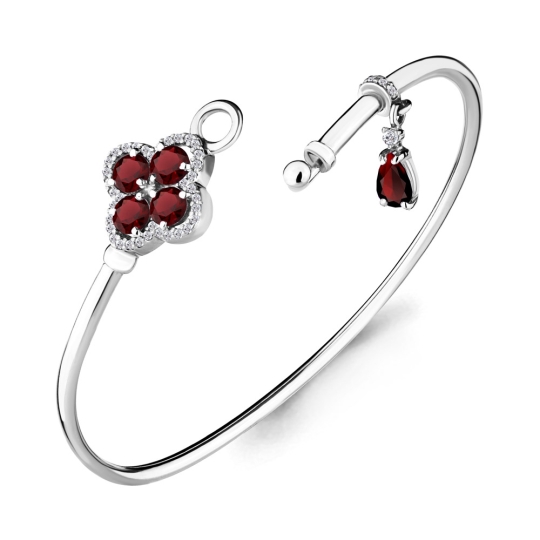 Браслет из серебра двурядный плетения "Шарик+Бочка узлом"