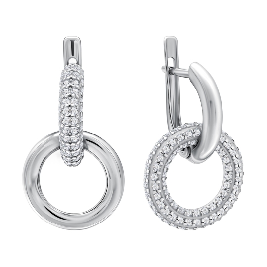 Серьги из серебра с фианитами