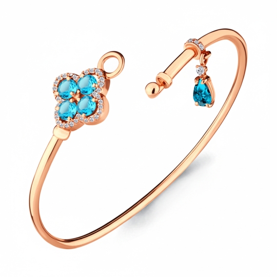 Браслет из серебра с гранатами и фианитами