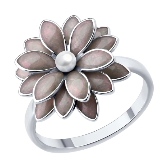 Кольцо из серебра с гранатами и фианитами