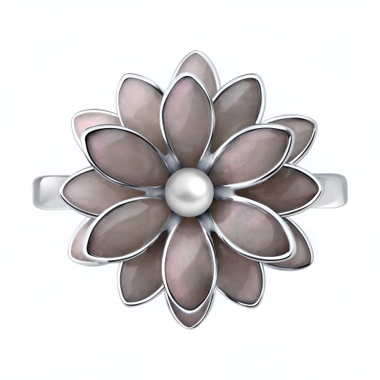 Кольцо из серебра с гранатами и фианитами