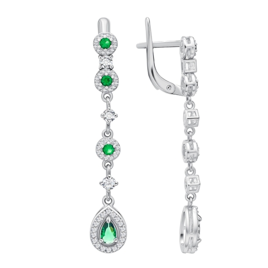 Серьги из серебра с фианитами