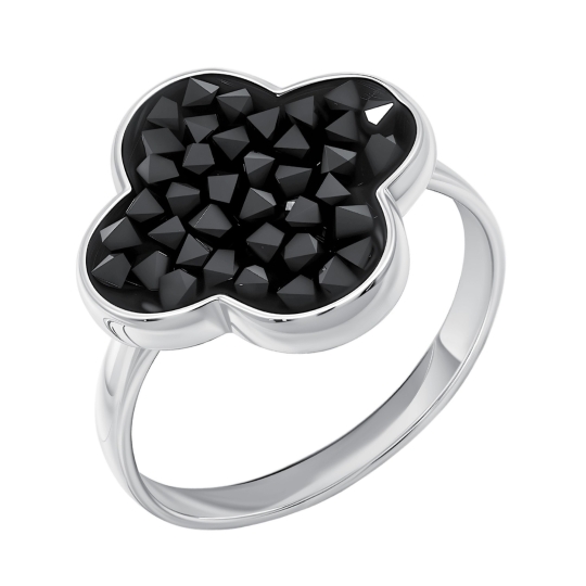 Кольцо из серебра с чароитом, шпинелью и эмалью