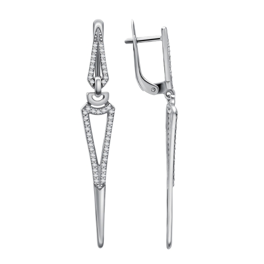 Серьги из серебра с позолотой и фианитами