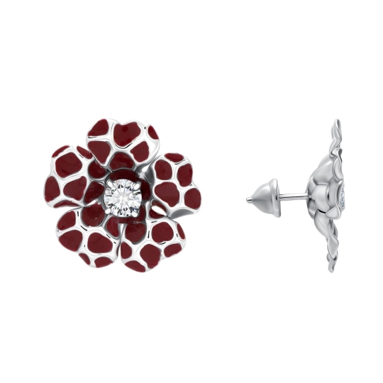 Серьги из серебра с эмалью и фианитами