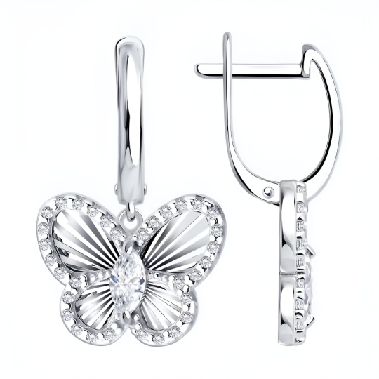 Серьги из серебра с фианитами