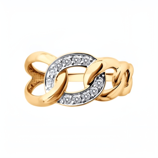 Кольцо из золота с бриллиантами и изумрудом