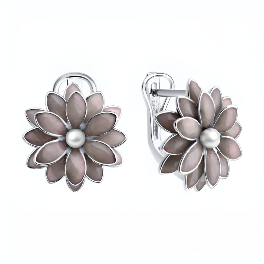 Колье из серебра с жемчугом и эмалью