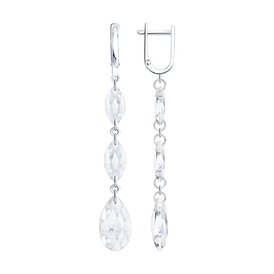 Серьги из серебра с агатами и фианитами