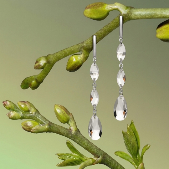 Серьги из серебра с агатами и фианитами