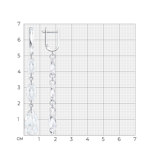 Серьги из серебра с агатами и фианитами