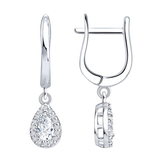 Серьги из серебра с фианитами