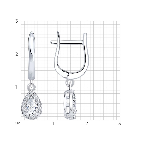 Серьги из серебра с выращенными бриллиантами