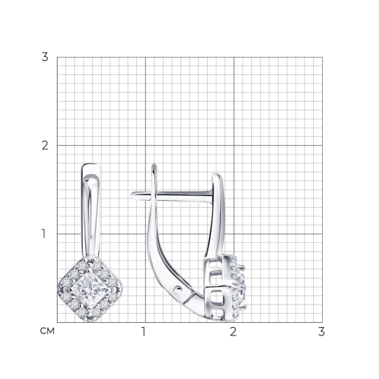 Серьги из серебра с выращенными бриллиантами