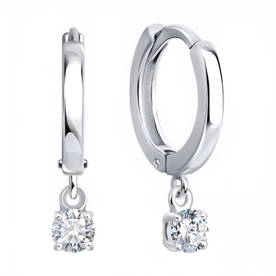 Серьги из серебра с выращенными бриллиантами