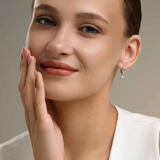 Серьги из серебра с выращенными бриллиантами