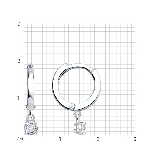 Серьги из серебра с выращенными бриллиантами