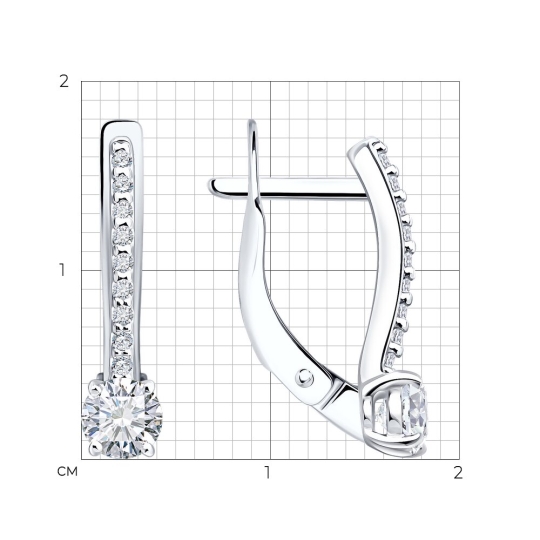 Серьги из серебра с выращенными бриллиантами