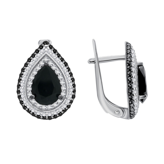 Серьги из серебра с фианитами