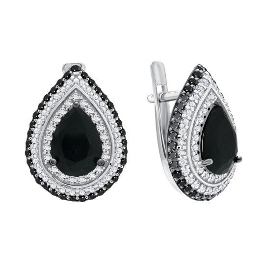 Серьги из серебра с фианитами