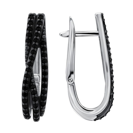 Серьги из серебра с эмалью и фианитами