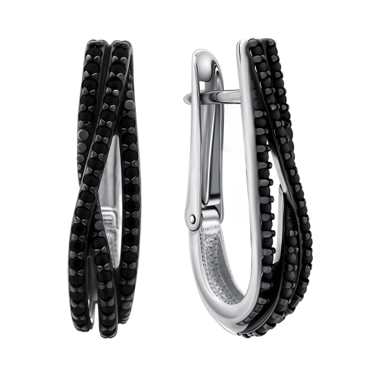 Серьги из серебра с эмалью и фианитами